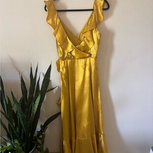 Lulu's Yellow Asymmetrical Ruffled Sundress for Weddings